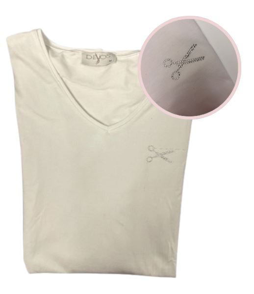 T-Shirt - V-hals korte mouw - Wit 