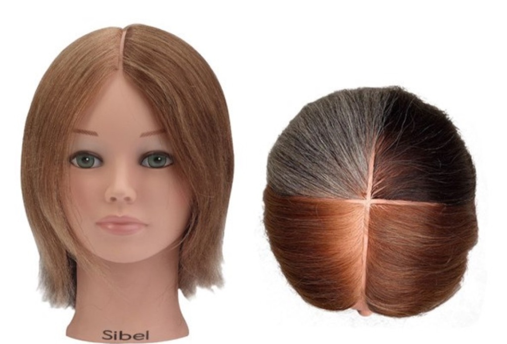 SIBEL Tête d’entraînement Selina 4 couleurs 100 % cheveux humains
