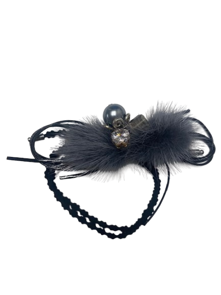 DANA Haarfantasie 291297 Haarelastiek Pluim-Stras-Grijze perle