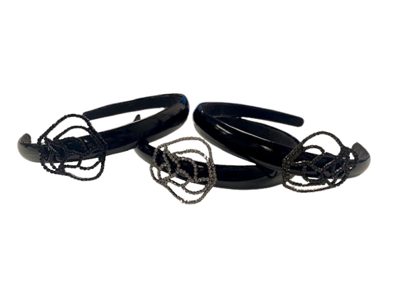 DANA diademe zwarte of grijze bloem in stras 250105