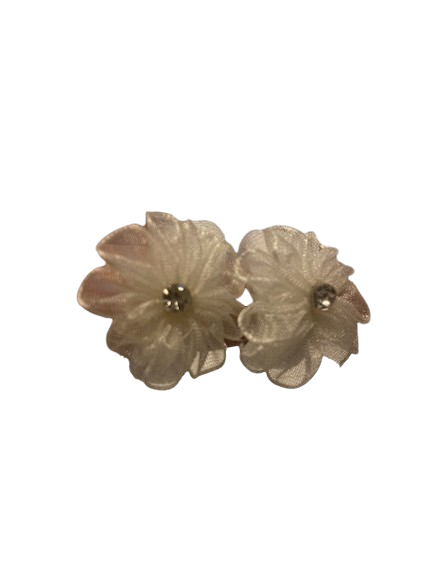 DANA 2 WITTE REKKERTJES MET BLOEM EN DIAMANT IN MIDDEN 