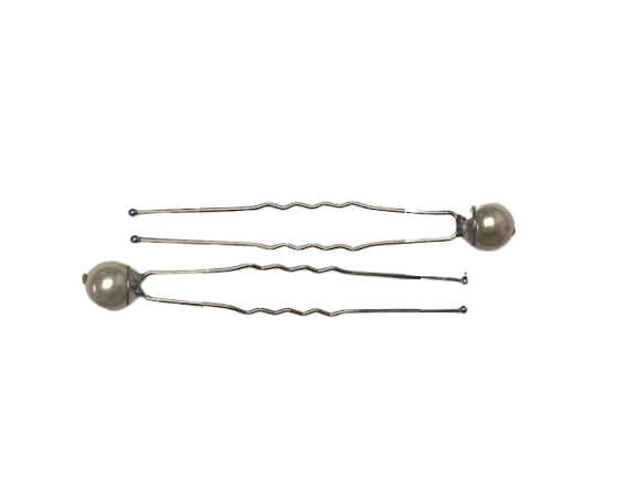 DANA Haarfantasie - Updo Fantasie - 2 Stuks 2 NEIGES MET WITTE PERLEFIEN MET STEENTJE 