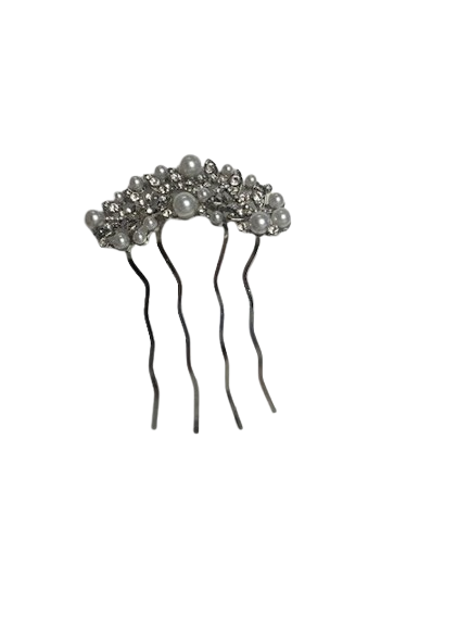 DANA Fantaisie Cheveux - Peigne avec 4 Tiges, 4 Grandes Perles et 12 Petites Perles - Peigne Cristal  