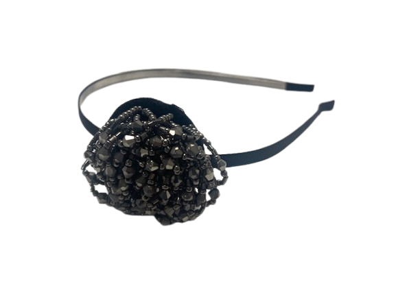 DANA Haarfantasie - Metalen diadeem met grote grijze bloem