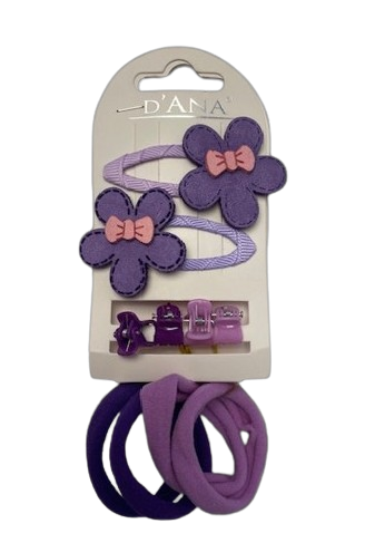 DANA - Haarfantasie - 2 speltjes met bloem roze 4 roze clips en 4 roze rekkers