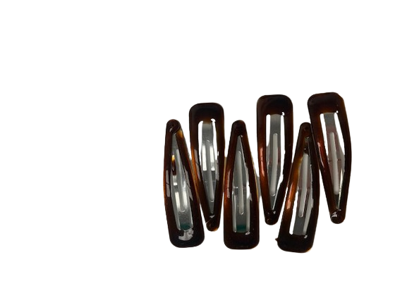 6 Barrettes Clic Clac Brunes Écaille GM  