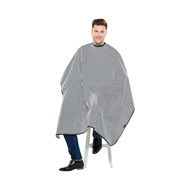 TREND Peignoir de Coupe Barber Noir /Blanc - boutons pression