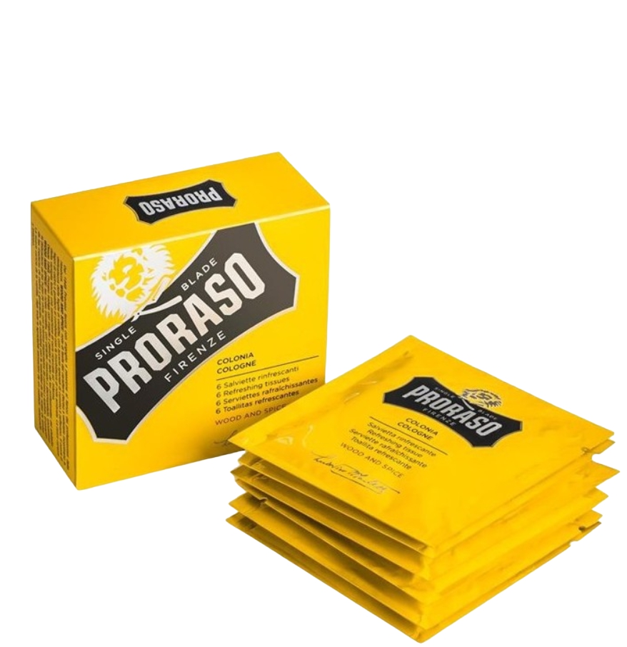 PRORASO Lingettes rafraîchissantes Wood & Spice 6 pièces