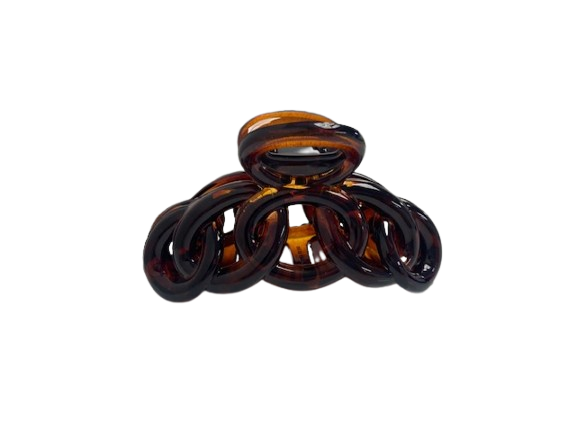 DANA Fantaisie Cheveux - Grande Barrette Noire 5 Anneaux + Brun  