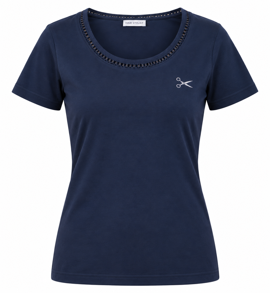 T-Shirt - Ronde Hals Fantasie - Marineblauw