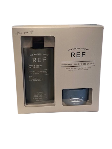 REF Set Shampooing Cheveux & Corps  + Cire Coiffante Styling Wax