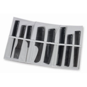 SIBEL Set Peignes Carbon Line 8 pièces Noir