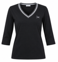 T-Shirt - V-hals Zilver Fantasie Met mouw - Zwart 