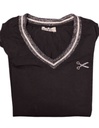 T-Shirt - V-hals Zilver Met mouw - Zwart 