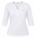 T-Shirt - niet-geborduurd knoopjes & 3/4 mouw Wit