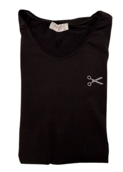 T-Shirt - niet-geborduurd V-hals & korte mouw Zwart 