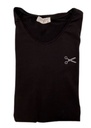 T-Shirt - niet-geborduurd V-hals & korte mouw Zwart 