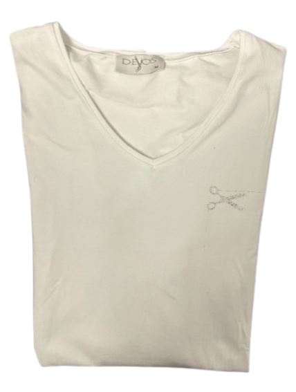 T-Shirt - V-hals & korte mouw Wit 