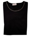 T-Shirt - ronde hals met stras niet-geborduurd Zwart 