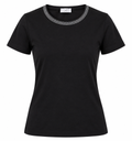T-Shirt - ronde hals met stras niet-geborduurd Zwart 