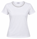 T-Shirt - ronde hals met stras niet-geborduurd Wit 