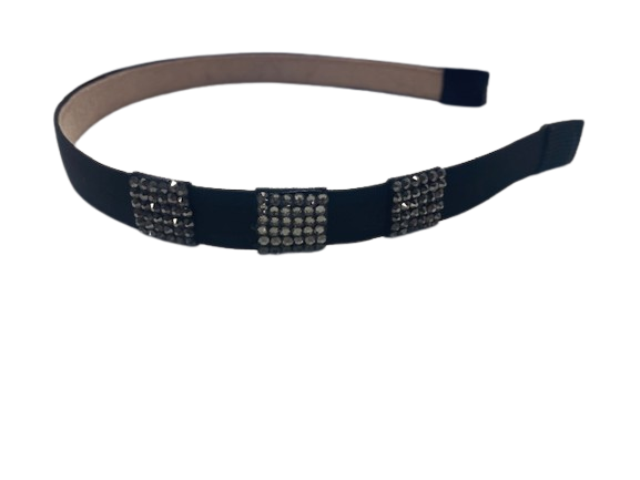DANA Haarfantasie - Zwarte diadeem met strikje met kleine diamantjes
