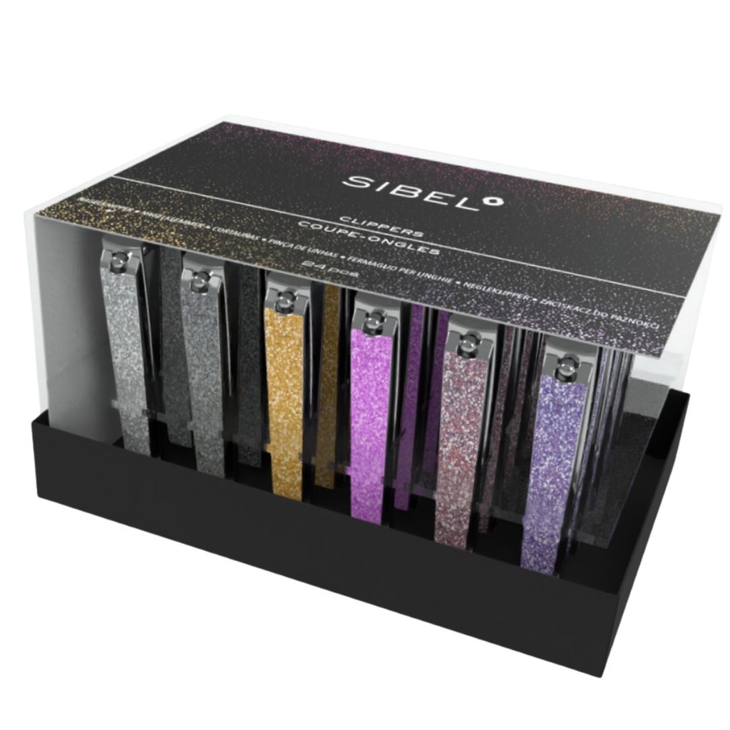 SIBEL Nagelknijper - Glitter Display 24 Stuks
