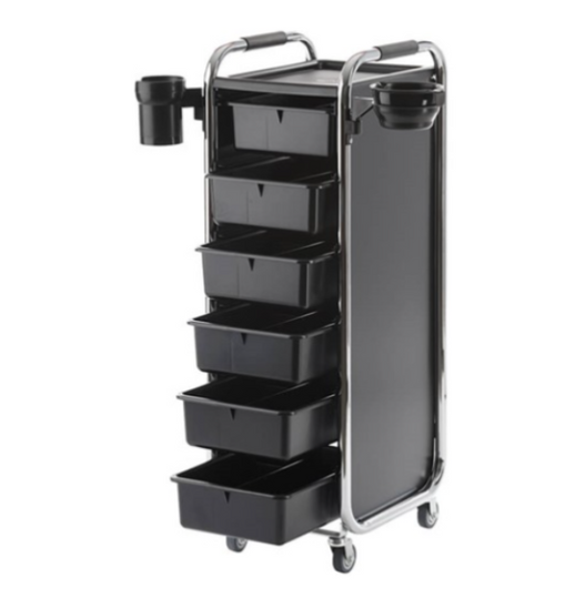 Showroommodel | Efalock Piccolo 2002 – Kapperswerkwagen - Zwart-Chromé - Basic Wheels
