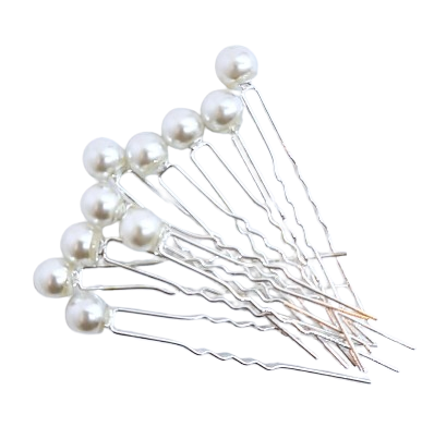[2116675630] DANA Haarfantasie - Speld met witte perlefientjes - 12 Stuks