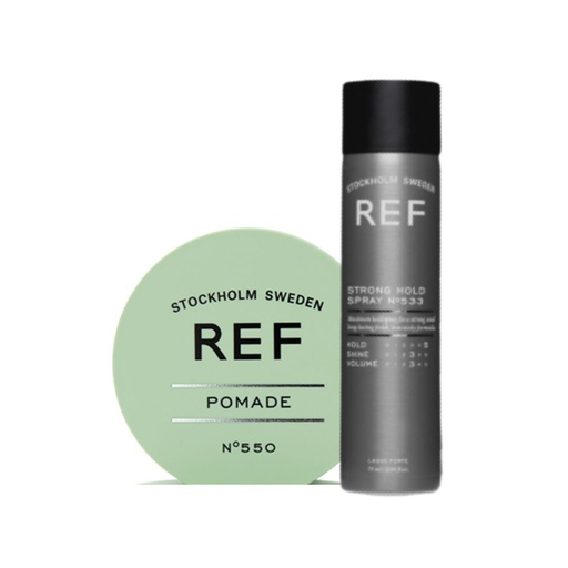 [25060215372] REF Wax Set: Pomade + Strong Hold Spray 75 ml