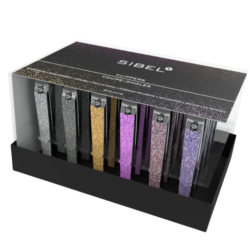 [P005534] SIBEL Nagelknijper - Glitter Display 24 Stuks