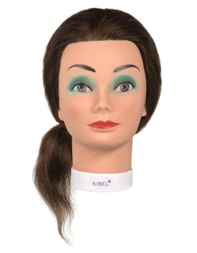 [2116653020] SIBEL Tête d’entraînement - Justine (ECO) châtain clair 100 % cheveux humains