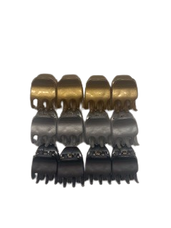 [2116658393] DANA BARRETTES 12 PIÈCES ARGENT-OR-NOIR  