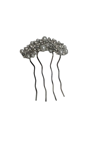 [2116660719] DANA - Haarfantasie - speld met 4 pinnen 4 grote parels en 12 kleine parels - peigne crystal