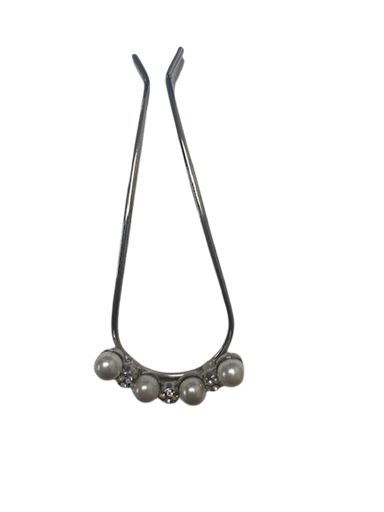 [2116660721] DANA - Haarfantasie - Speld met 2 pinnen en 4 parels 3 bolletjes gevuld met 7 kleine diamanten