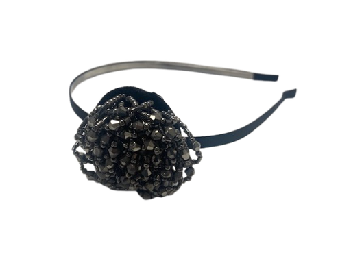 [2116660736] DANA - Haarfantasie - Metalen diadeem met grote grijze bloem