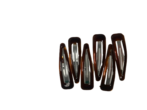 [2116657954] 6 Barrettes Clic Clac Brunes Écaille GM  