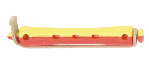 [P003117] SIBEL Bigoudis permanente - Court 9 mm 12 pièces Jaune/Rouge