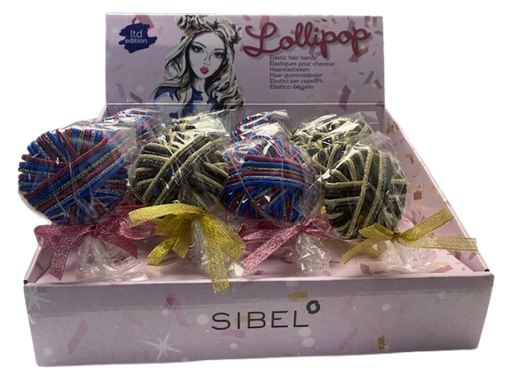 [2116676933] SIBEL Haarelastiek - Lolly Glitter Display 24 Stuks